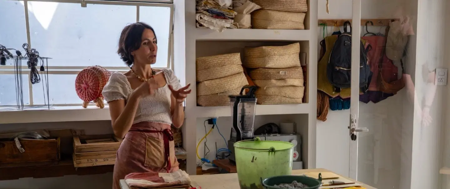 Craft Workshop in Mexico City using recycled paper and natural dyes rooted in Mexican tradition.