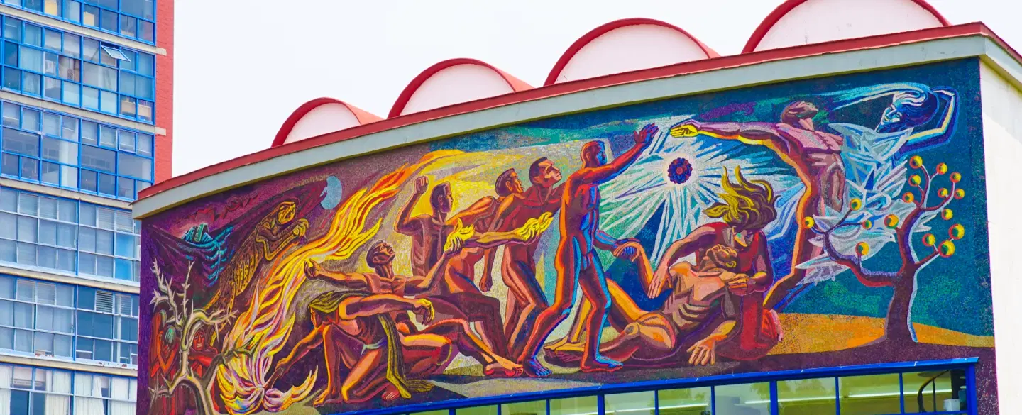 Photoshoot Tour at UNAM, a UNESCO World Heritage Site in Mexico City with murals and local food.