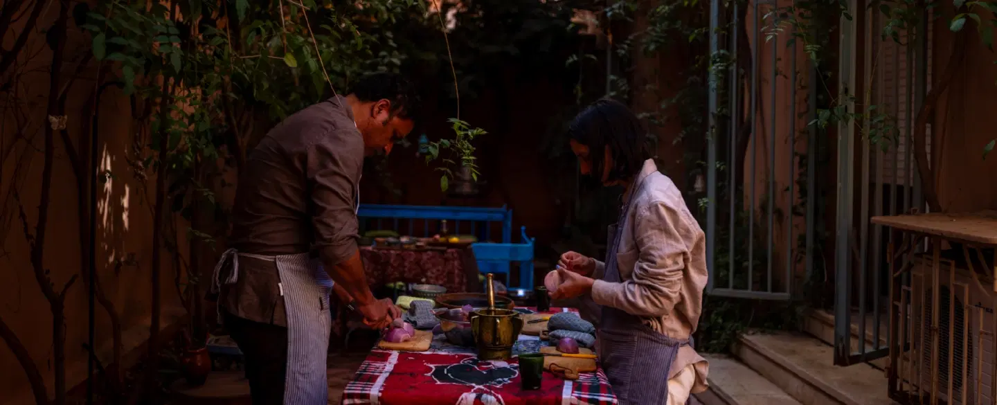 Cooking Class in Marrakesh: Private farm-to-table session with herbs, tagine & charcoal cooking.
