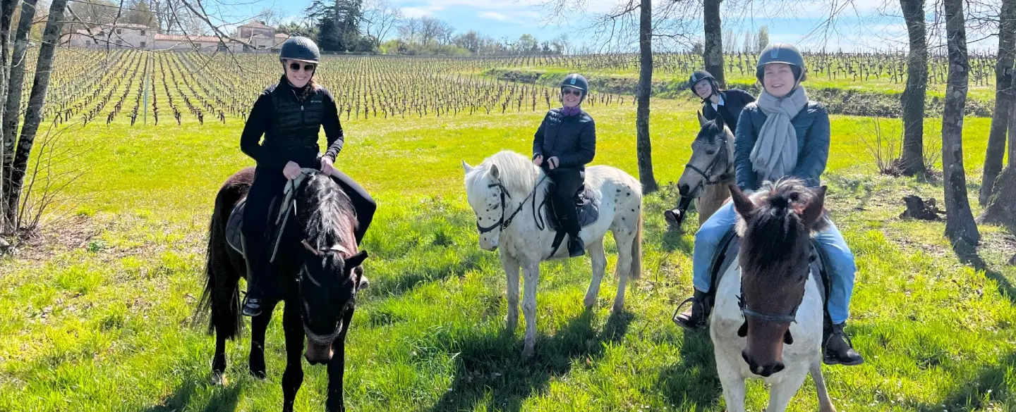 Wine Tasting near Bordeaux with vineyard horse riding, vertical cuvée tasting, and gourmet lunch.