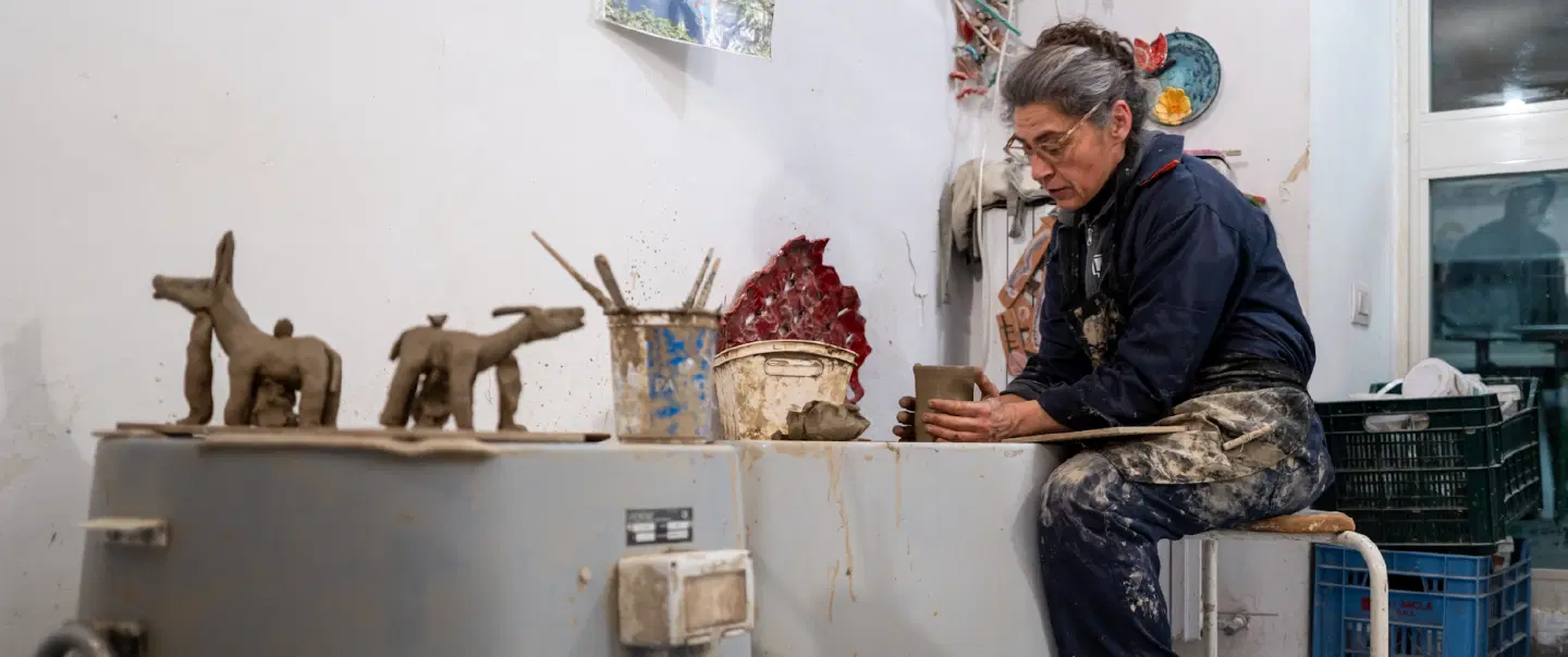 Pottery Workshopin Vietri, near Naples, shaping mugs together in a hands-on workshop for couples.