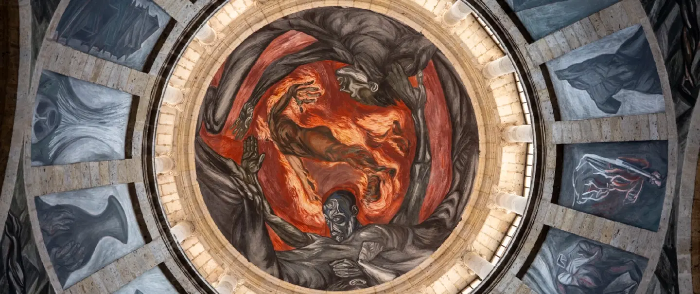 Orozco Mural Tour in Guadalajara: Hospicio Cabañas, Government Palace, MUSA & symbolic insights.