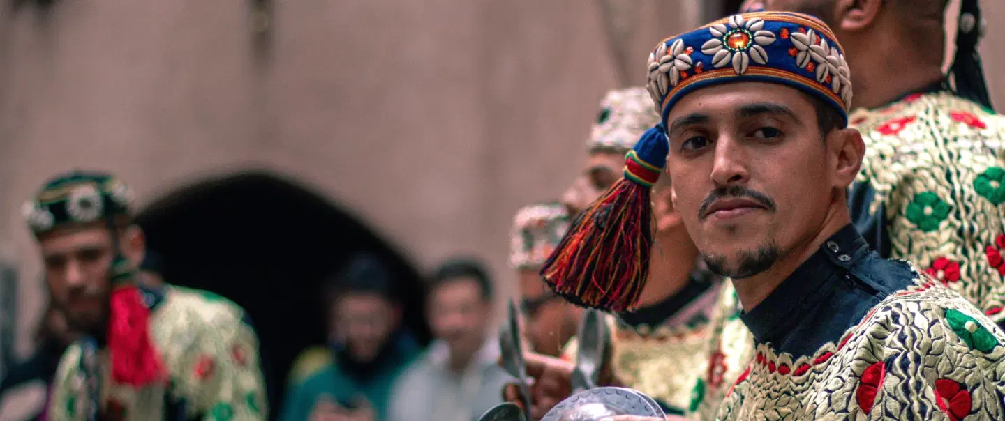 Storytelling Dinner in Marrakesh or lunch: Moroccan wedding rituals, music & feast in private riad.