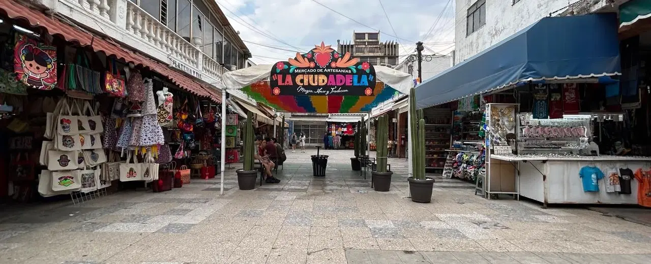 Photoshoot and Walking Tour of Mexico City’s La Ciudadela artisan market with tacos and crafts.