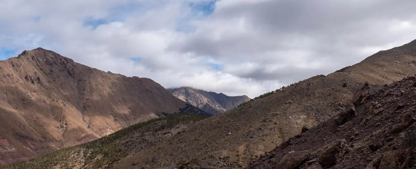 Hiking Trek in the Atlas Mountains from Imlil near Marrakesh to Tidli Plateau with Berber lunch.