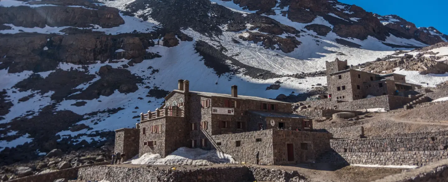 Hiking Trek to summit Mount Toubkal in Atlas Mountains from Imlil near Marrakesh with 1-night stay.
