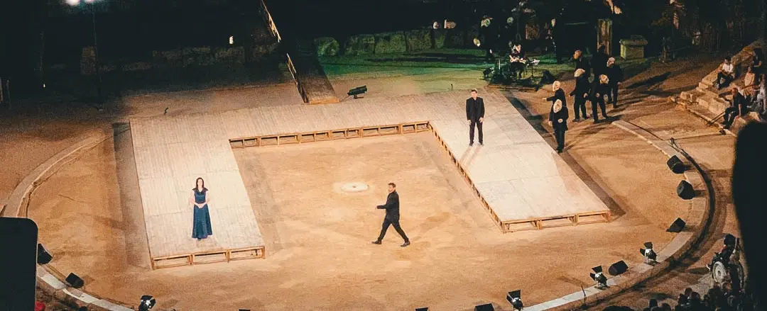 Theater Experience in Epidaurus from Athens with drama workshop and performance at ancient site.