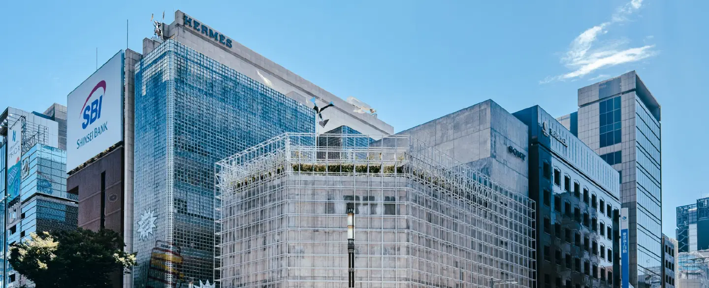 Architecture Tour in Tokyo exploring Ginza’s iconic façades, modern buildings, and design details.