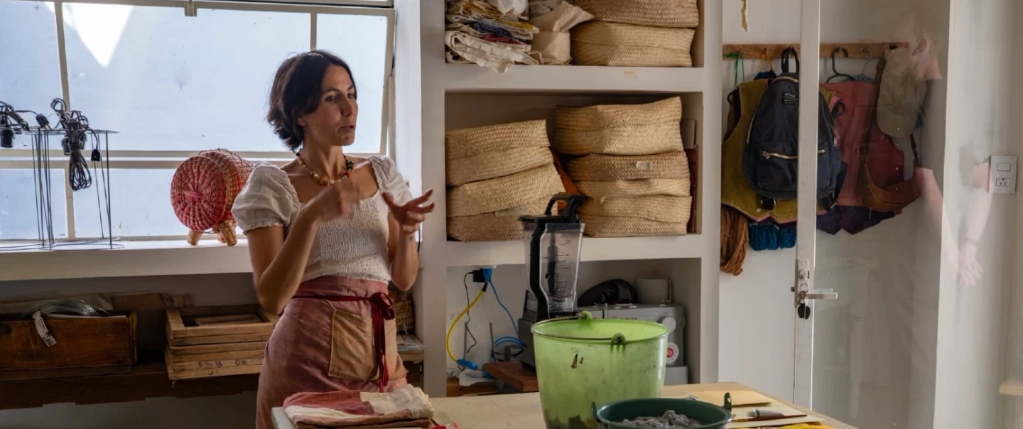 Craft Workshop in Mexico City using recycled paper and natural dyes rooted in Mexican tradition.