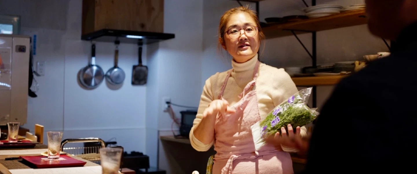 Cooking Demonstration in Kyoto with seasonal home cooking and sake pairings in a historic shop.