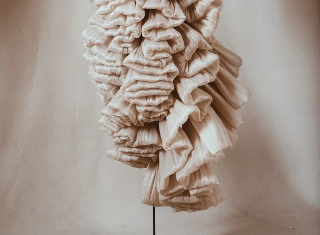 Barcelona atelier visit, closed to the public, with artists who design hats that are also sculpture.