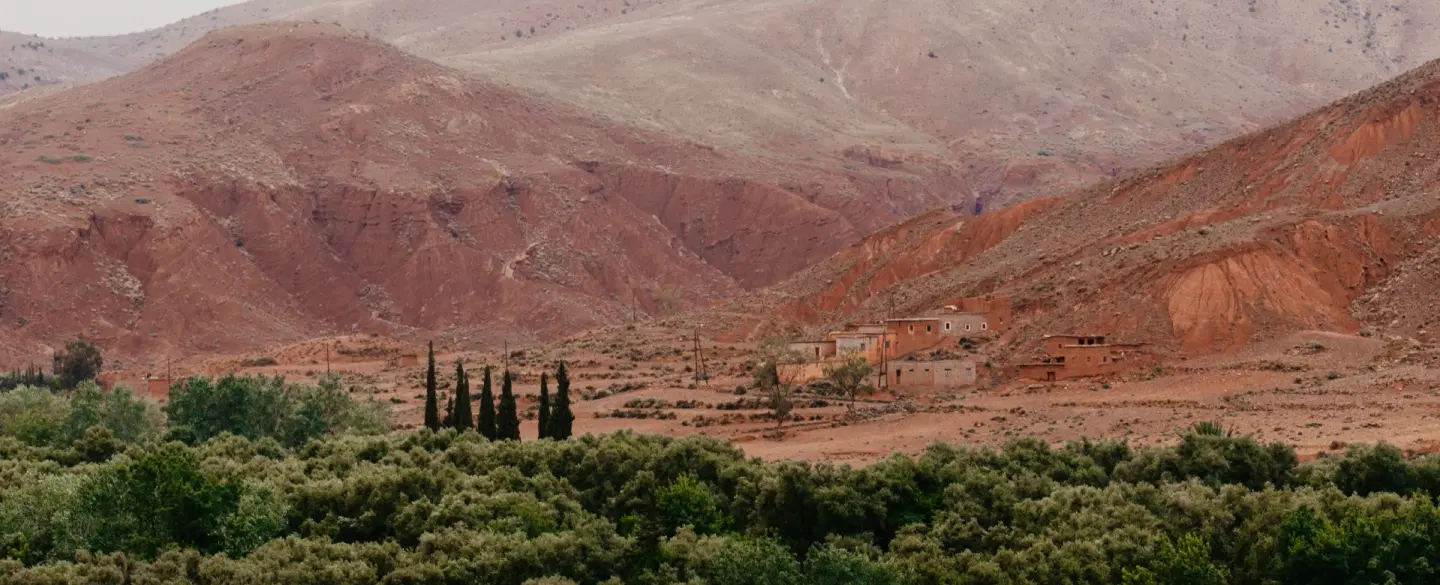 Hiking Trek to Aremd along the gentle mule tracks of the Atlas Mountains from Imlil near Marrakesh.