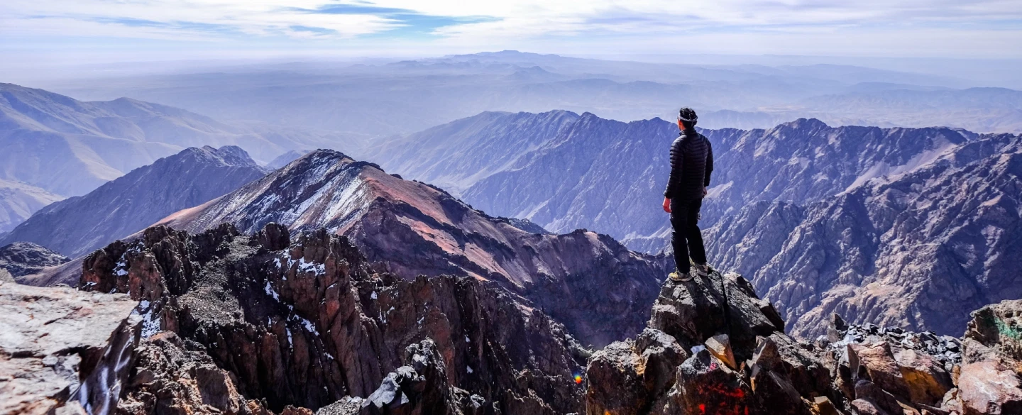 Hiking Trek to summit Mount Toubkal in Atlas Mountains from Imlil near Marrakesh with 1-night stay.