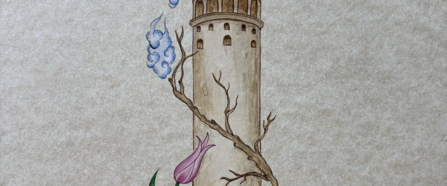 Workshop with a Tezhip art master in Istanbul on Ottoman miniature painting with gold leaf details.