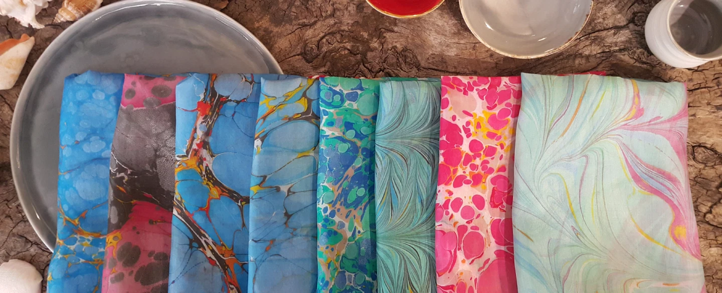 Craft Workshop in Istanbul: Marbling on Fabric to create your own Ebru scarf with master artist.