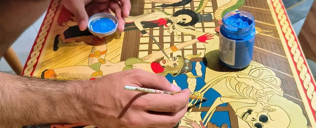 Sicilian Cart Painting Workshop in Palermo, Sicily, with master painters of a vanishing tradition.