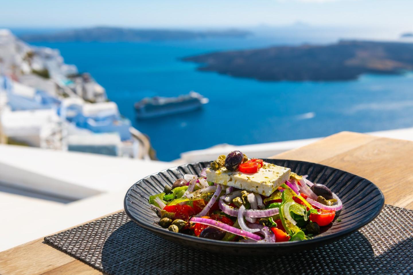 3 days in Santorini with Aegean coast swims, Greek cooking, winery visits and a sunset boat tour.