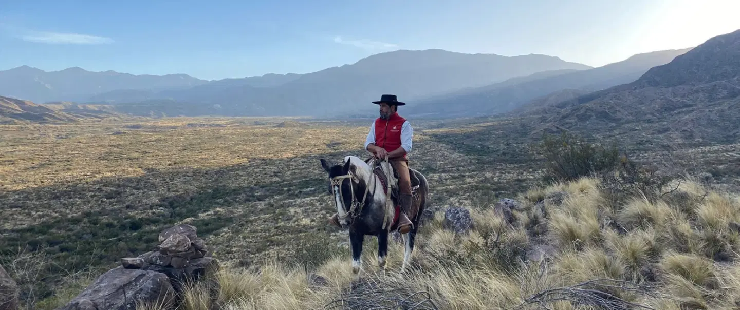 Sunset Horseback Ride in Andes Mountains of Mendoza Argentina with gaucho culture, bonfire, asado.