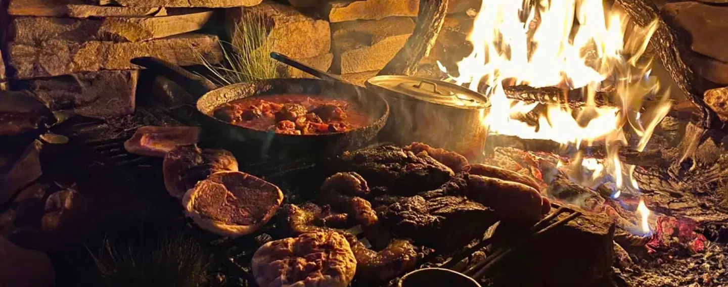 Sunset Horseback Ride in Andes Mountains of Mendoza Argentina with gaucho culture, bonfire, asado.