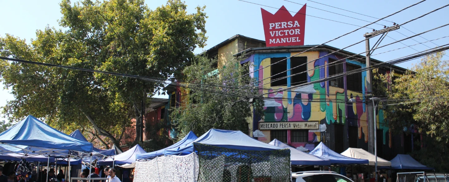 Private Market Walking Tour in Santiago's Barrio Franklin & Persa Bío Bío: street food, gin, murals.
